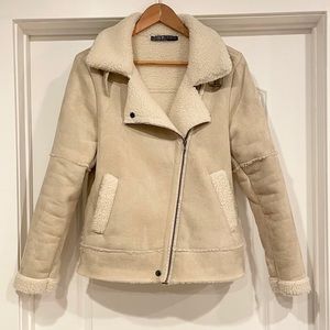Teddy Shearling Moto Jacket Size 8US